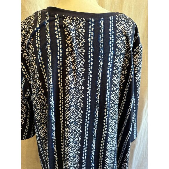 Cuddl Duds Sz Large Maxi Dress Navy‎ Print Short Sleeve - Picture 6 of 9
